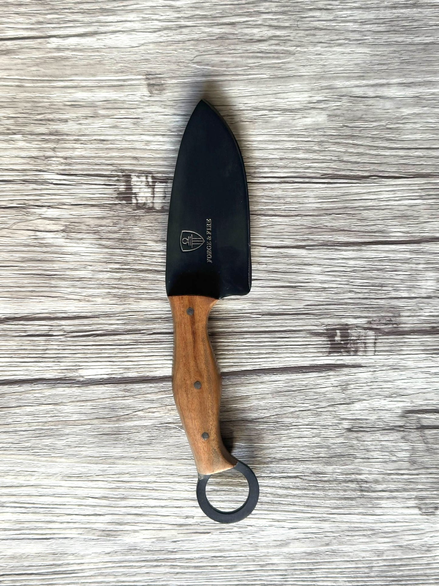 Ring Handle Knife, 4" Carbon Steel Blade, FullTang Wood Handle, 220mm, CS04-059