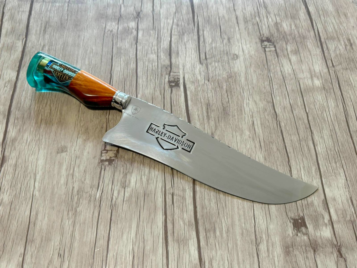 Harley Davidson BBQ knife, Stainless Steel Blade, Hybrid Handle, 380mm, SS10-044