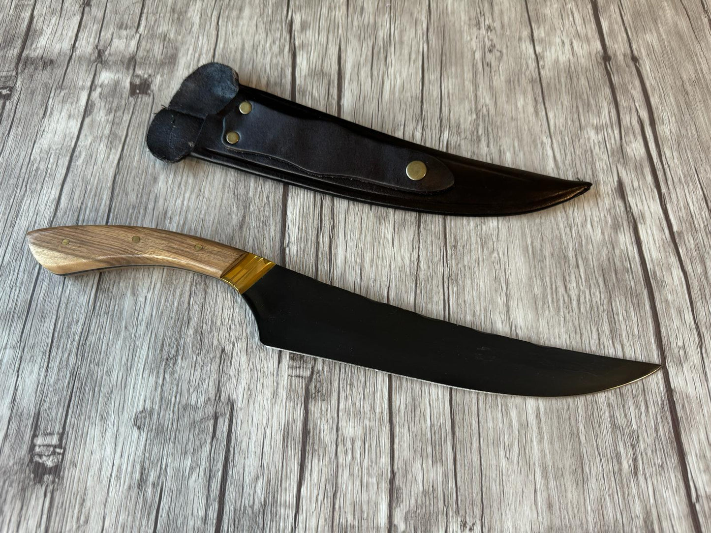 Shadowblade Full Tang knife, 9" Carbon Steel Blade, Wood Handle, 390mm, CS9-033