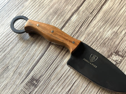 Ring Handle Knife, 4" Carbon Steel Blade, FullTang Wood Handle, 220mm, CS04-059