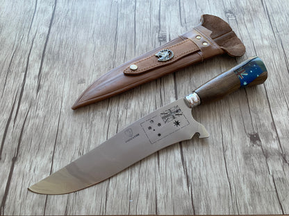 Picanha Knife Australia, 10" Stainless Steel Blade, Hybrid Wood & Resin Handle, 390mm, SS10-025