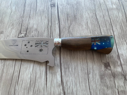 Picanha Knife Australia, 10" Stainless Steel Blade, Hybrid Wood & Resin Handle, 390mm, SS10-025