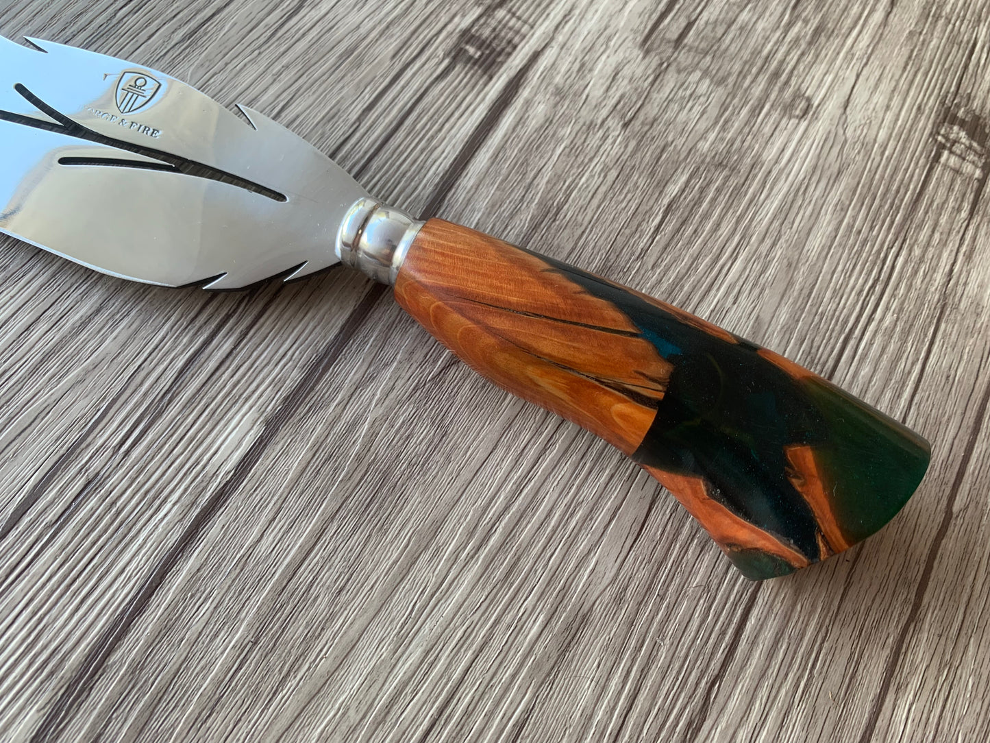 Leaf Knife, 8" Stainless Steel Blade, Hybrid Wood & Resin Handle, 360mm, SS08-022