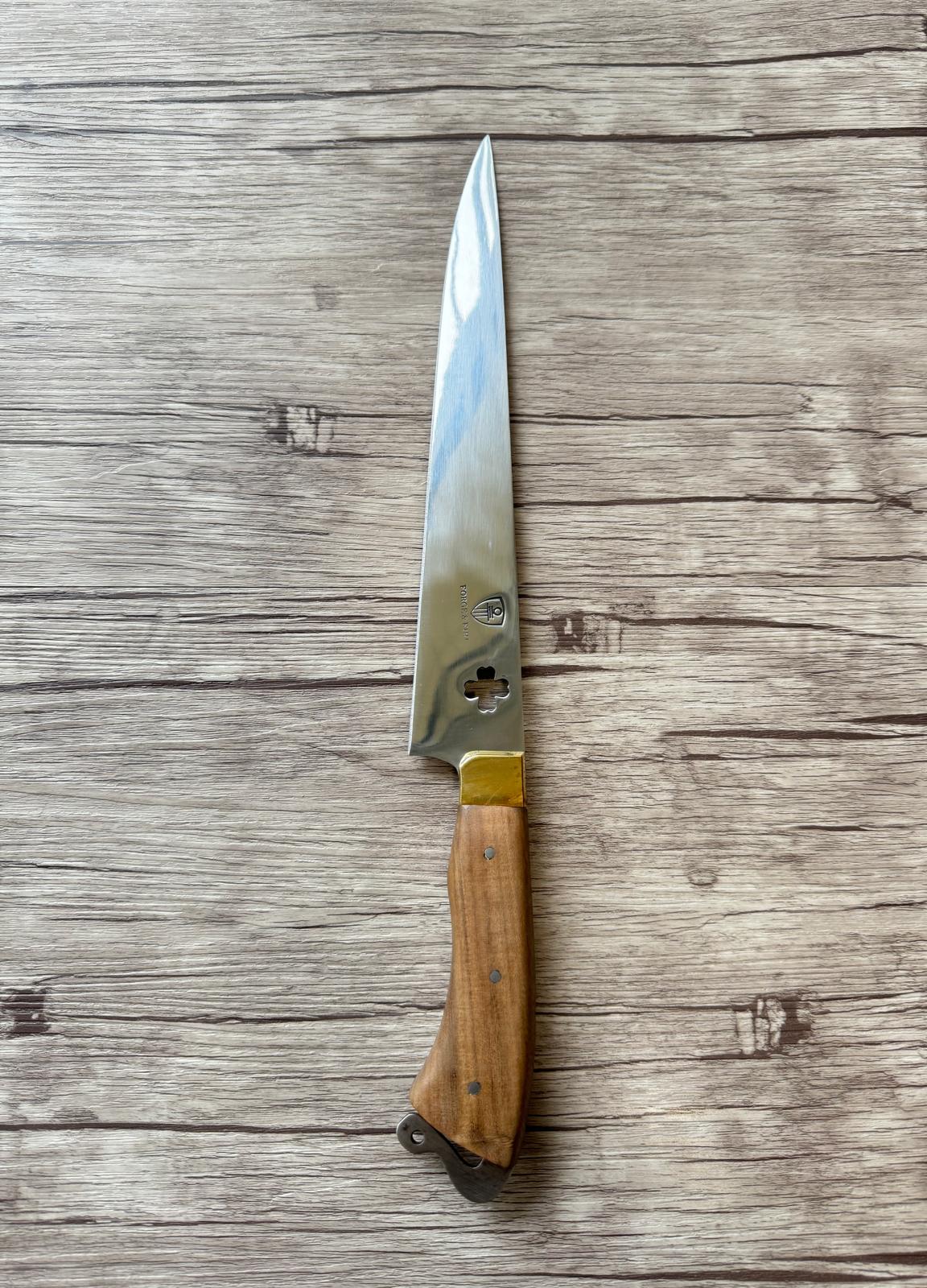 Clover Leaf BBQ Knife, 10" Carbon Steel Blade, Wood Handle, FullTang 410mm, SS10-011
