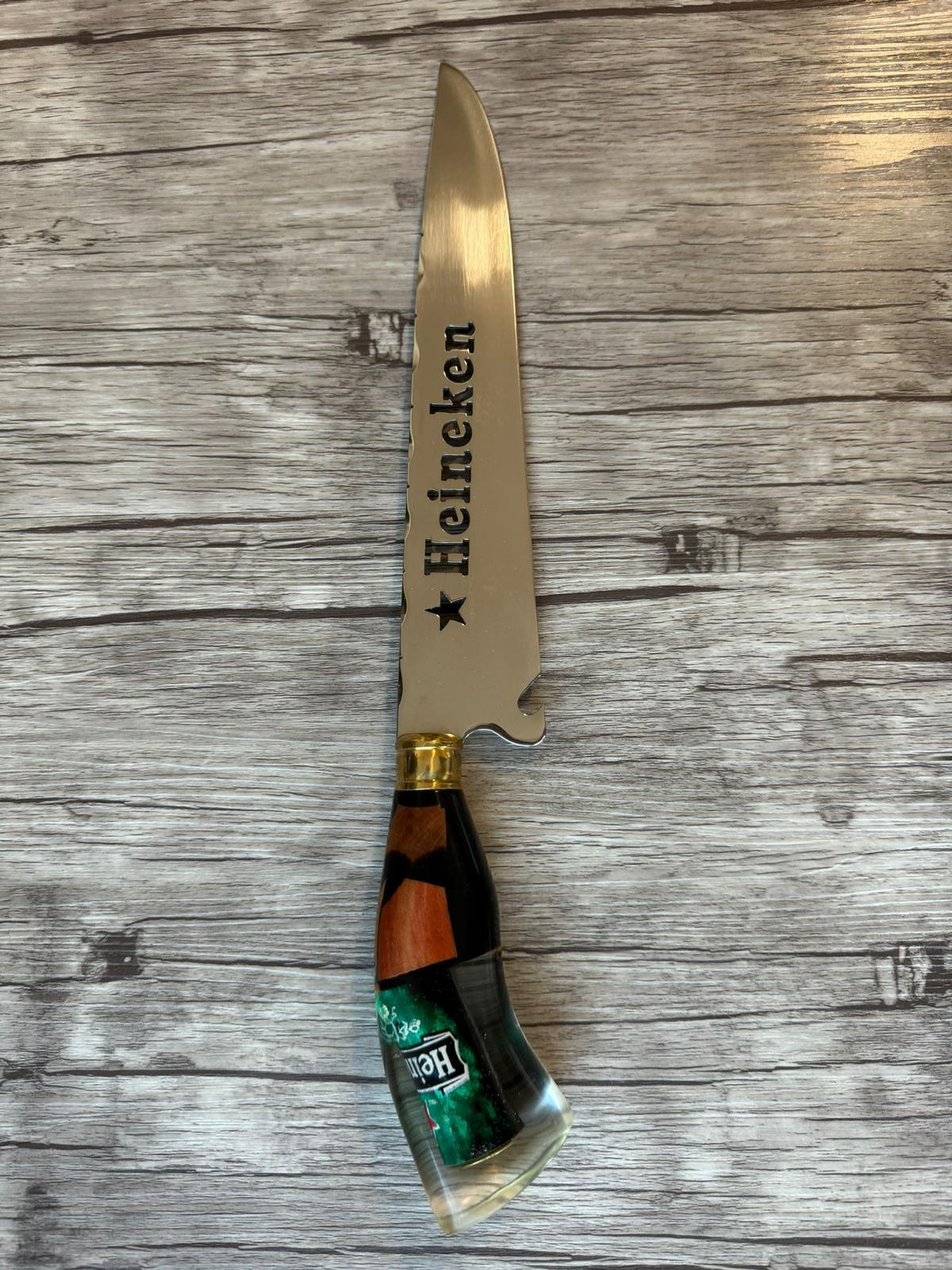 Picanha Knife Heineken, 10" Stainless Steel Blade, Hybrid Handle, 390mm, SS10-037
