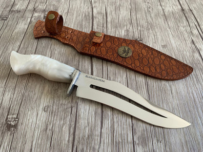 Hollow Knife Iguaria Campeira, 8" Stainless Steel Blade, White Resin Handle, 330mm, SS8-105