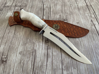 Hollow Knife Iguaria Campeira, 8" Stainless Steel Blade, White Resin Handle, 330mm, SS8-105