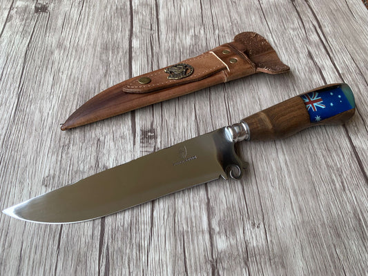 Picanha Knife Australia, 8" Stainless Steel Blade, Hybrid Wood & Resin Handle, 330, SS8-026