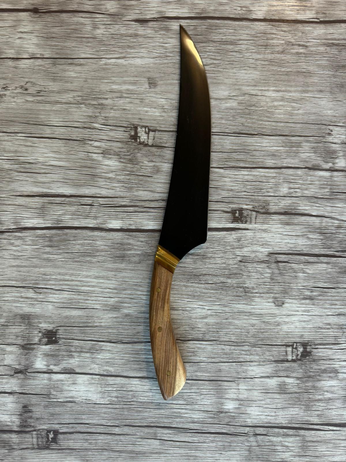 Shadowblade Full Tang knife, 9" Carbon Steel Blade, Wood Handle, 390mm, CS9-033