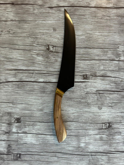 Shadowblade Full Tang knife, 9" Carbon Steel Blade, Wood Handle, 390mm, CS9-033