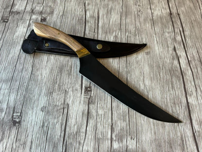 Shadowblade Full Tang knife, 9" Carbon Steel Blade, Wood Handle, 390mm, CS9-033